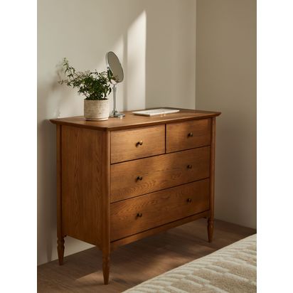 John Edwin 2+2 Drawer Chest, Stained Oak Stained Oak | H87 x W105 x D50cm