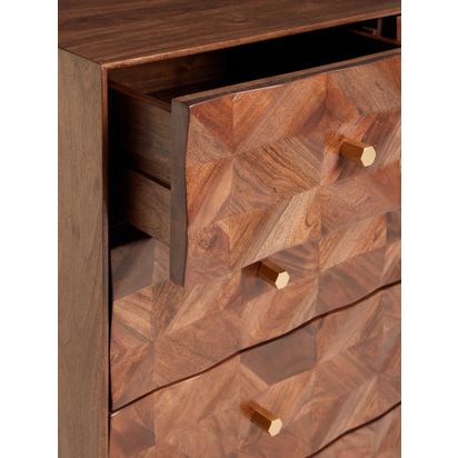 John Lewis + Swoon Franklin 3 Drawer Chest, Dark Brown Acacia | H75 x W85.6 x D45cm
