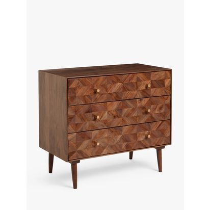 John Lewis + Swoon Franklin 2+3 Drawer Chest, Dark Brown Acacia | H93 x W85.6 x D45cm