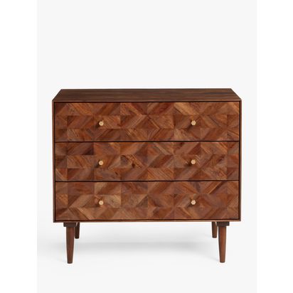 John Lewis + Swoon Franklin 2+3 Drawer Chest, Dark Brown Acacia | H93 x W85.6 x D45cm