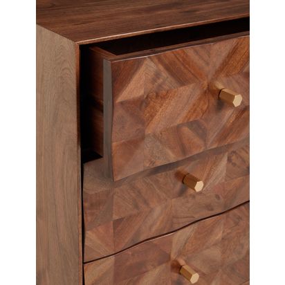 John Lewis + Swoon Franklin 2+3 Drawer Chest, Dark Brown Acacia | H93 x W85.6 x D45cm