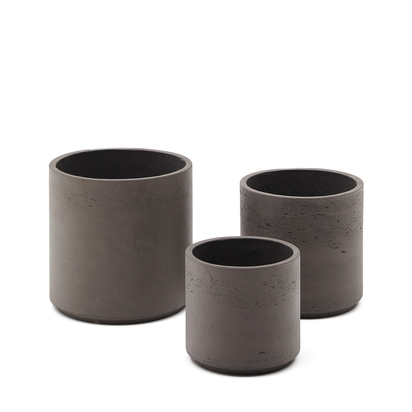 Sintina set of 3 grey cement and fiberglass plant pots Ã˜ 23 cm / Ã˜ 27.5 cm / 32 cm