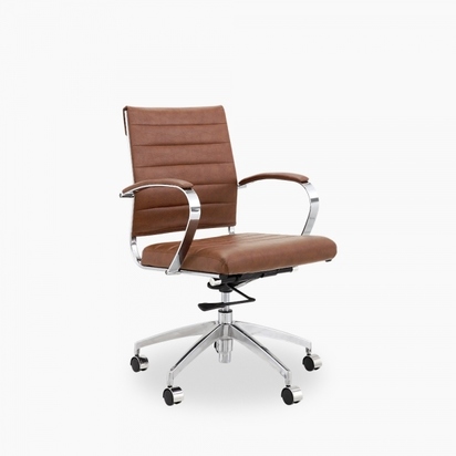 Deluxe Office Chair with Short Backrest, Vintage Tan