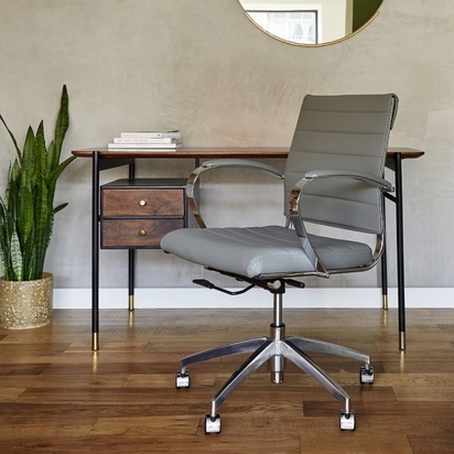 Deluxe Office Chair with Short Backrest, Vintage Tan