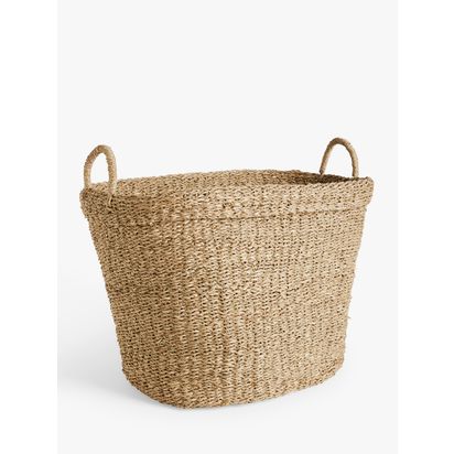 John Lewis Slouchy Oval Seagrass Basket, Natural Natural | H38 x W43 x D56cm