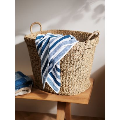 John Lewis Slouchy Oval Seagrass Basket, Natural Natural | H38 x W43 x D56cm