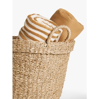 John Lewis Slouchy Oval Seagrass Basket, Natural Natural | H38 x W43 x D56cm