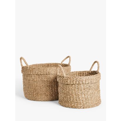 John Lewis Slouchy Seagrass Basket, Natural, Set of 2 Natural | H30 x W40 x D40cm