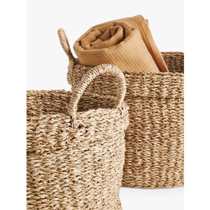 John Lewis Slouchy Seagrass Basket, Natural, Set of 2 Natural | H30 x W40 x D40cm