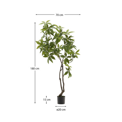 Artificial Pachira tree in black pot 180 cm