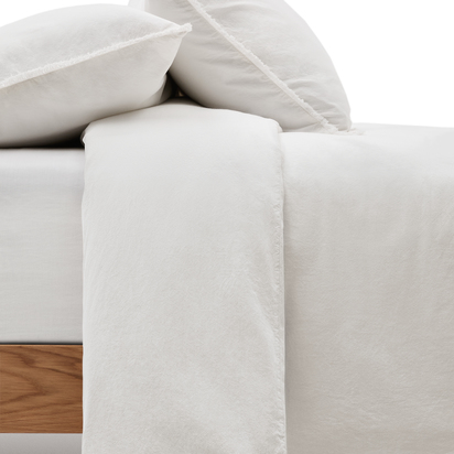 Sifinia ecru duvet and pillow cover set, 100% cotton percale fringes, 180 cm bed