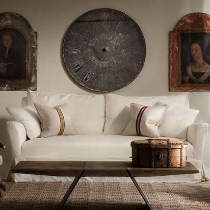 Trek Medal Stripe Gold Tape, Sustainable Feather, Cushion - Andrew Martin