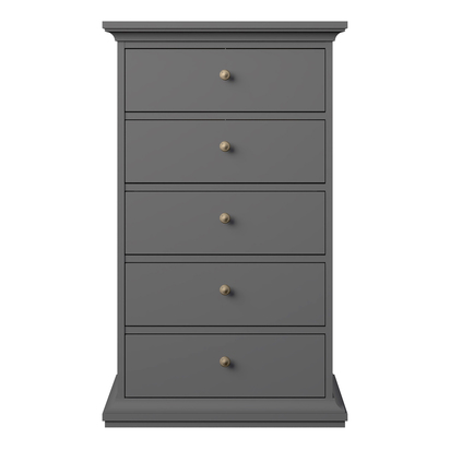 Sutton Chest 5 Drawers in Matt Grey