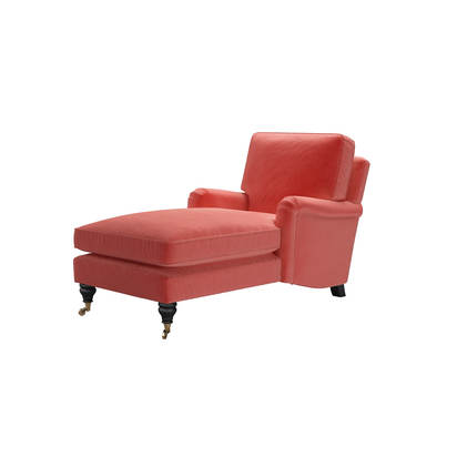Bluebell Chaise Armchair in Dusty Rose Cotton Matt Velvet
