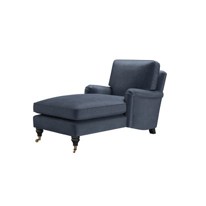 Bluebell Chaise Armchair in Armour Smart Velvet