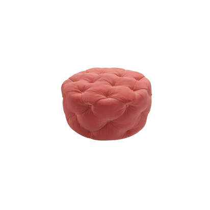 Georgette Round Footstool in Dusty Rose Cotton Matt Velvet