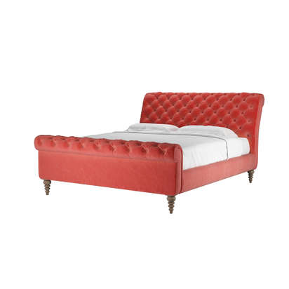 Knightsbridge Super King Bed in Dusty Rose Cotton Matt Velvet