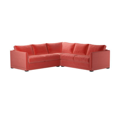 Aissa Small Corner Sofa in Dusty Rose Cotton Matt Velvet