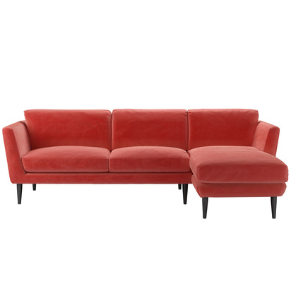 Holly Medium RHF Chaise Sofa in Dusty Rose Cotton Matt Velvet