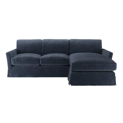 Otto Medium RHF Chaise Sofa in Armour Smart Velvet