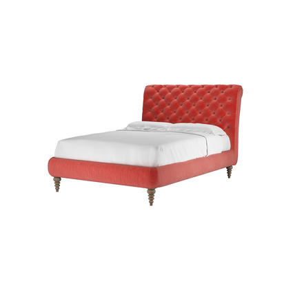 Knightsbridge without Footboard Double Bed in Dusty Rose Cotton Matt Velvet