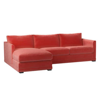 Aissa Medium LHF Chaise Sofa in Dusty Rose Cotton Matt Velvet