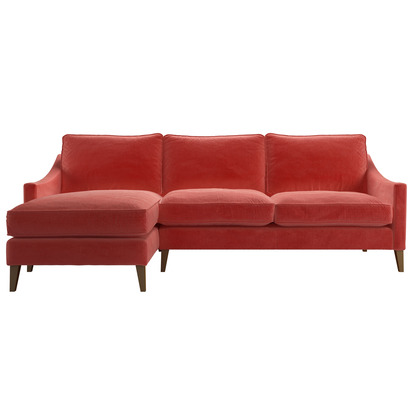 Iggy Medium LHF Chaise Sofa in Dusty Rose Cotton Matt Velvet