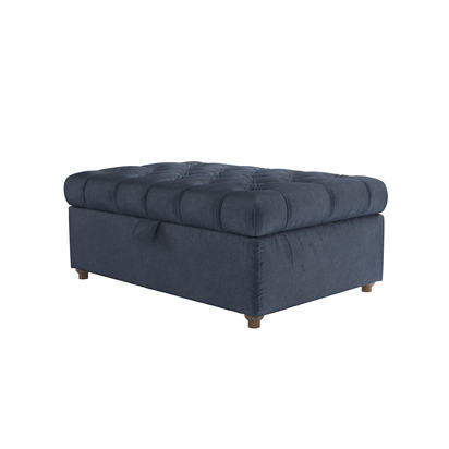 Valentin Medium Rectangular Storage Footstool in Armour Smart Velvet