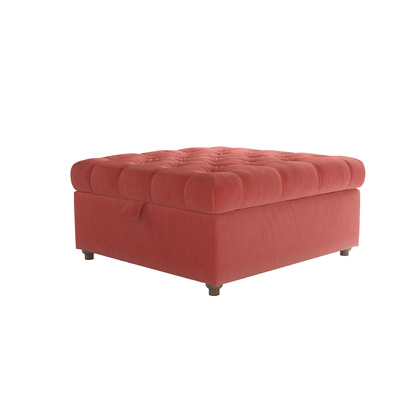 Valentin Medium Square Storage Footstool in Dusty Rose Cotton Matt Velvet