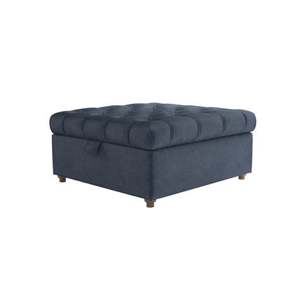 Valentin Medium Square Storage Footstool in Armour Smart Velvet