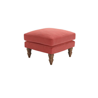 Isla Small Square Footstool in Dusty Rose Cotton Matt Velvet