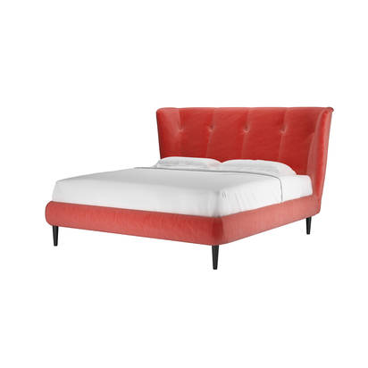 Audrey Super King Bed in Dusty Rose Cotton Matt Velvet
