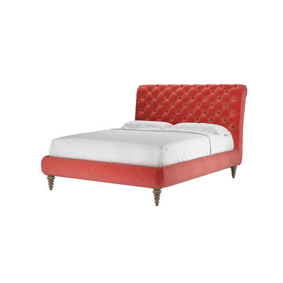 Knightsbridge (No Footboard) King Bed in Dusty Rose Cotton Matt Velvet