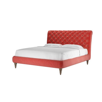 Knightsbridge without Footboard Super King Bed in Dusty Rose Cotton Matt Velvet