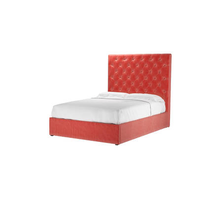 Rosalie 150cm Double Ottoman Bed in Dusty Rose Cotton Matt Velvet