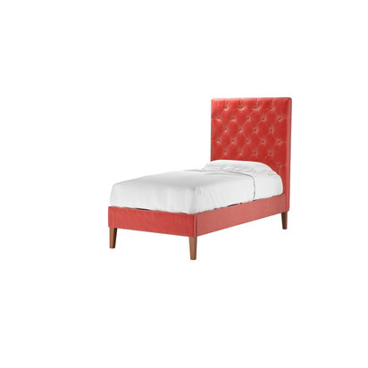 Rosalie 150cm Single Bed in Dusty Rose Cotton Matt Velvet