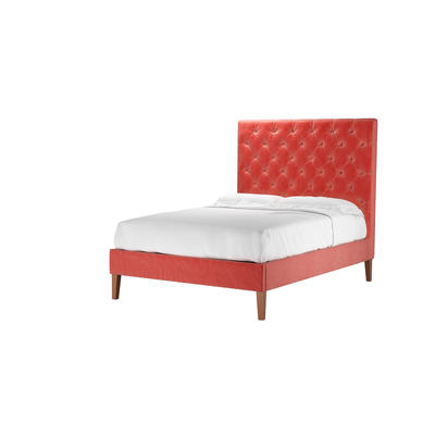 Rosalie 150cm Double Bed in Dusty Rose Cotton Matt Velvet