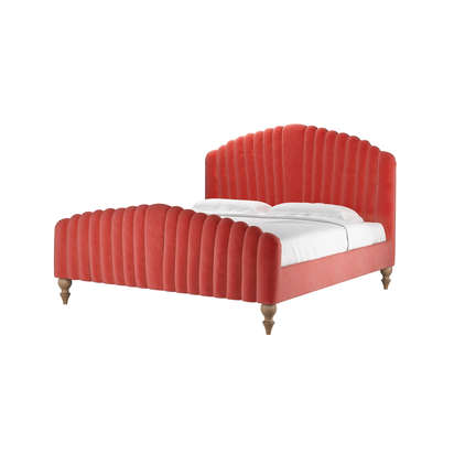 Bella Super King Bed in Dusty Rose Cotton Matt Velvet