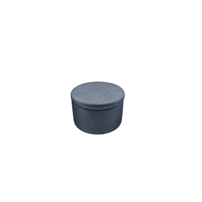 Luna Small Round Storage Footstool in Armour Smart Velvet