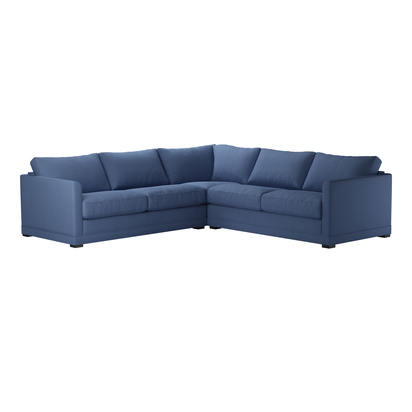 Aissa Medium RHF 2.5 Seat Corner Sofa Bed in Oxford Blue Brushed Linen Cotton