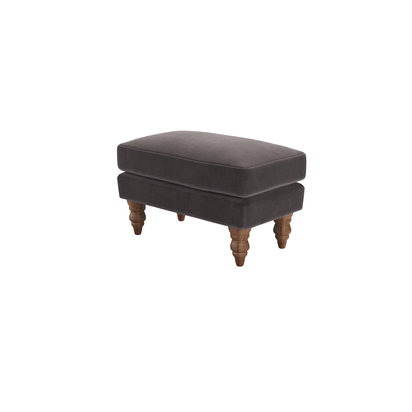 Isla Small Rectangular Footstool in Shale Aquaclean Clever Velvet