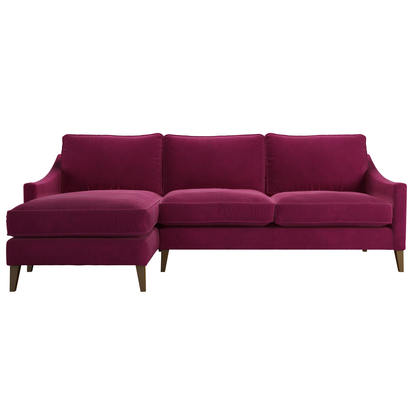 Iggy Medium LHF Chaise Sofa in Persian Rose Smart Velvet