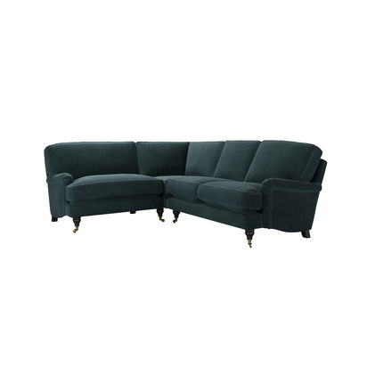 Bluebell LHF Loveseat w RHF 2 Seat in Deep Forest Aquaclean Clever Velvet