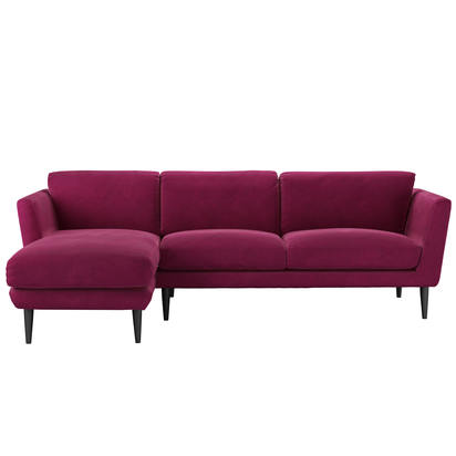 Holly Medium LHF Chaise Sofa in Persian Rose Smart Velvet
