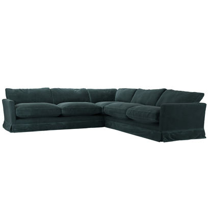 Otto Large Corner Sofa in Deep Forest Aquaclean Clever Velvet