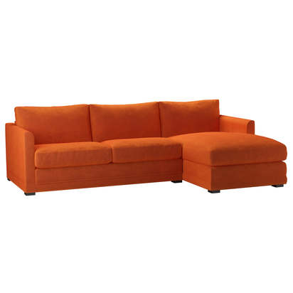 Aissa Medium RHF 2.5 Seat Chaise Sofa Bed in Paprika Smart Velvet