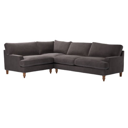 Isla LHF Loveseat w RHF 2.5 Seat in Shale Aquaclean Clever Velvet