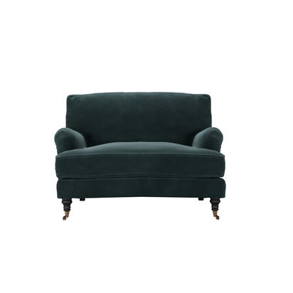 Bluebell Loveseat in Deep Forest Aquaclean Clever Velvet