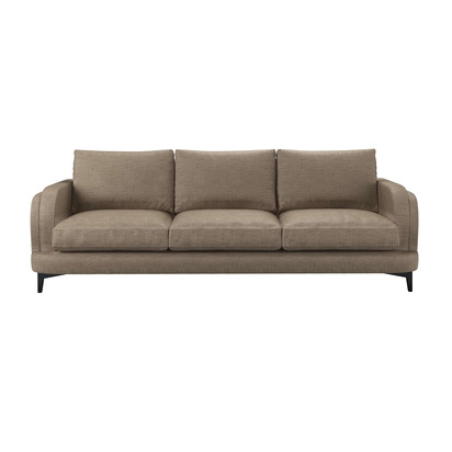 Boston Curved Arm 4 Seat Sofa in Greige Florence Textured Weave