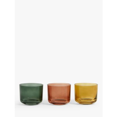 John Lewis Spring Glass Tealight Holders, Pack of 3, Multi Mutli | H6 x Dia.7.4cm
